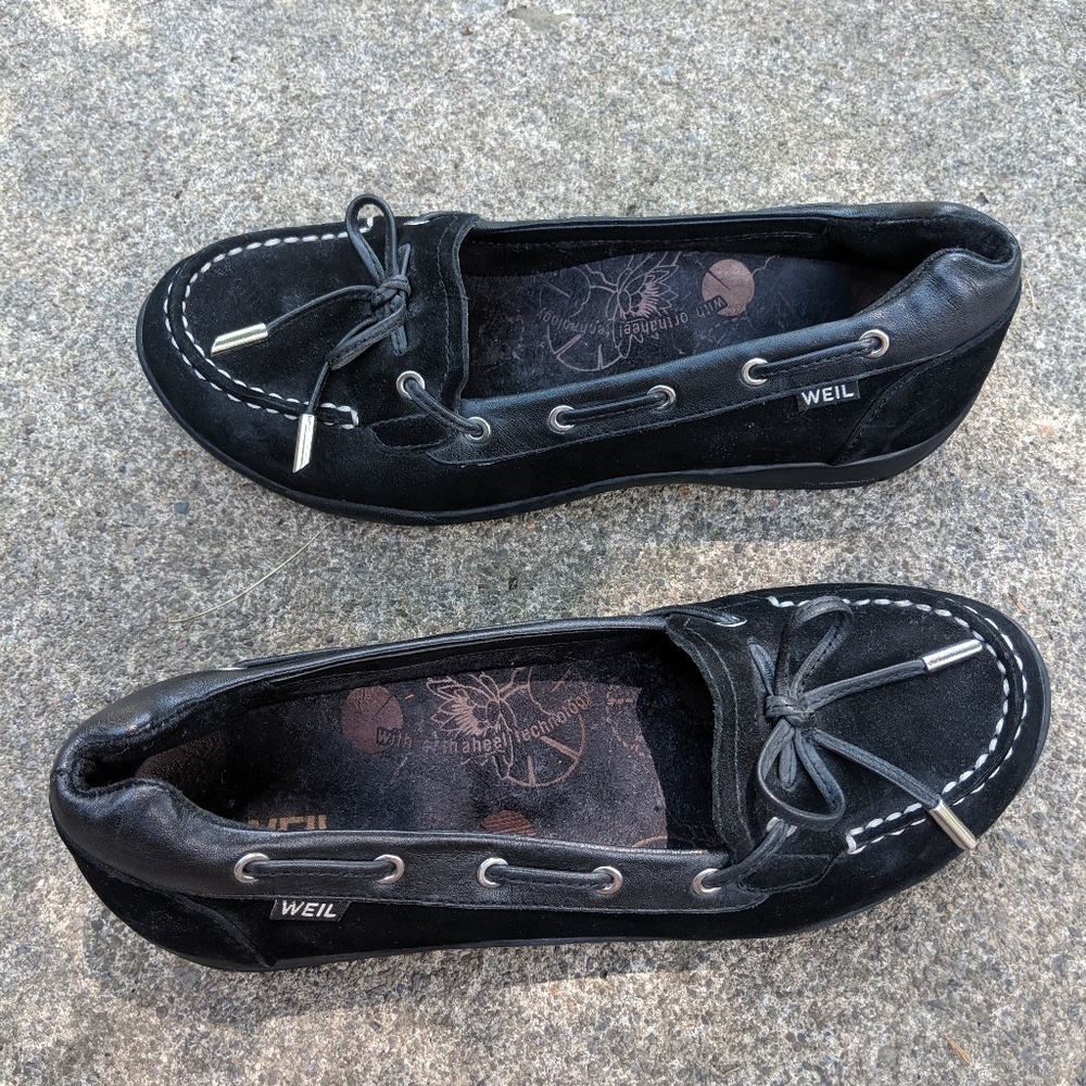 Dr. Andrew Weil Black Leather Loafers Size 6M EUC